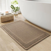 RESARE front view brown waffle bath mat shows full size and warm color appeal