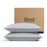 REST Evercool front view showing packaging and two king pillowcases for cooler sleep