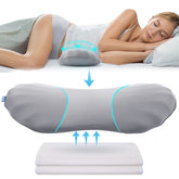 RESTCLOUD pillow front view showing wide lumbar support and breathable cover for better sleep