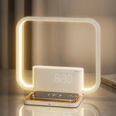 RETEYUNG front view showing lamp clock and sleek bedside convenience