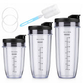 Revorit front view of three cups showing sizes and clear markings for portion control
