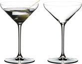 Riedel front view of martini glass highlighting elegant silhouette and clarity