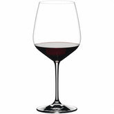 Riedel front view highlighting diamond-shaped bowl and elegant stem, enhancing wine presentation