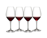 Riedel front packaging showing four wine glasses and product clarity benefits