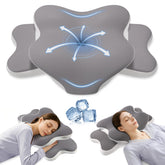 Rioicy pillow front view showing ergonomic contour and neat cover for posture support