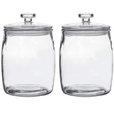 Ritayedet front view cookie jar showing clear glass and lid for attractive counter storage
