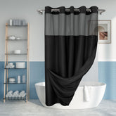 River Dream front view black curtain showing hook-free built-in rings and elegant finish