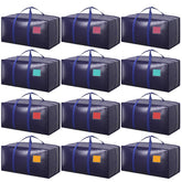 RMOHRO front view of 12-pack dark blue bags showing capacity and neat stacking benefit