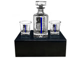 Rogue River Tactical decanter front packaging shows thin blue line flag and gift-ready presentation