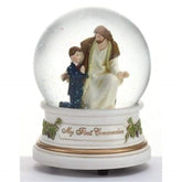 Roman musical dome front view showing boy figurine and protective dome, ideal display piece