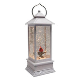 Roman white lantern front view with glowing LED and festive cardinal benefit: warm ambiance