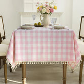 Romanstile front view showing pink gingham pattern and neat edges for instant charm