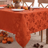 Romanstile front packaging view showing elegant fall tablecloth and pattern benefit