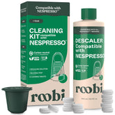 Roobi bottle front label showing plant-based descaler benefit