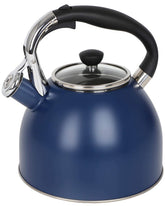 Rorence navy kettle front view showing stylish design and reliable capacity