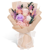 Rosaura pink bouquet front view showing balanced arrangement and lasting color