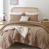 ROSGONIA front view of dark khaki comforter showing full coverage and cozy look