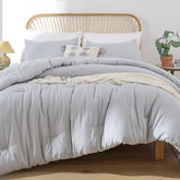 ROSGONIA king comforter front view showing full bed coverage and neutral style