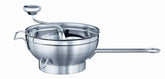 Rösle food mill front view showing durable stainless steel and clean design benefit