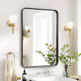 Rosynee front view of 24x36 mirror shows clean modern frame and bright reflection