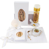 Rotel front packaging showing the full five-piece baptism set and neat presentation benefit