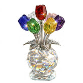 Rotroyce front view showing seven colorful crystal roses and gift box benefit: ready-to-gift