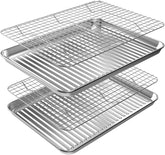 Rottay front view half-sheet set showing two pans and two racks for versatile baking