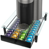 ROWISE front view with tempered glass top showcasing neat capsule storage