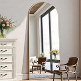 Rowjut front view of arched full length mirror showing entire frame and benefit of full-body view