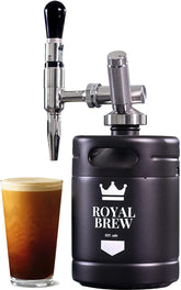 ROYAL BREW front view of 64 oz black nitro keg showing compact, durable design