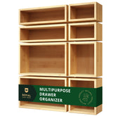 ROYAL CRAFT WOOD front view of eight-piece organizer set showing tidy layout and calm aesthetic