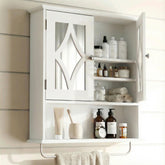 RoyalCraft front view of mirrored cabinet showing tidy storage benefit