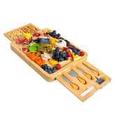RoyalHouse front view of bamboo cheese board showing elegant design and serving benefit