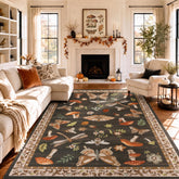 ROYHOME mushroom rug front view showing pattern and neutral brown tone benefit decor