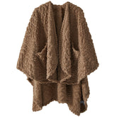 Royoliving front view of brown wearable blanket showing full coverage benefit