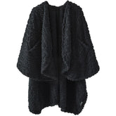 Royoliving front view wearable blanket shows full cape fit and comfort