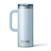RTIC front view of 20oz Road Trip mug showing Ice Glitter finish and sturdy build