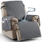 Ruaozz front view of dark grey recliner cover protecting chair surface