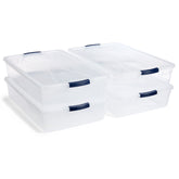 Rubbermaid front view of 4-pack showing clear visibility and tidy storage benefit