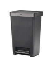 Rubbermaid front view showing charcoal stainless rim and modern design benefit: stylish integration