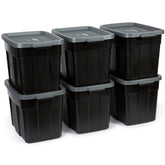 Rubbermaid Roughneck front view showing sturdy construction and organized storage benefit