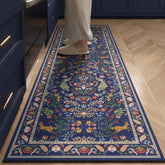 Rugcomf front view blue floral runner showing vibrant pattern and shape benefit: instant decor upgrade