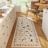 Rugcomf front view of beige floral cat runner showing full pattern and color