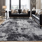 Rugflix front view showing full 8x10 rug and modern abstract benefits