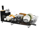 Runnatal front view showing compact black adjustable rack, saves counter space