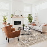 RUUGME front view beige 5x7 rug showing overall design and balance