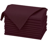 Ruvanti burgundy napkins front packaging shows set of 12, great for events