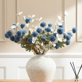 RyddeligHome front view of blue and white faux floral set showing packaging and contents