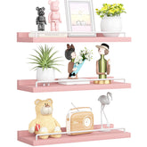 RYOFOBETTO front view of three pink and white shelves showing set and packaging, enhances room charm