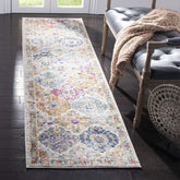SAFAVIEH runner front view showing cream and multi medallions, enhances hallway style